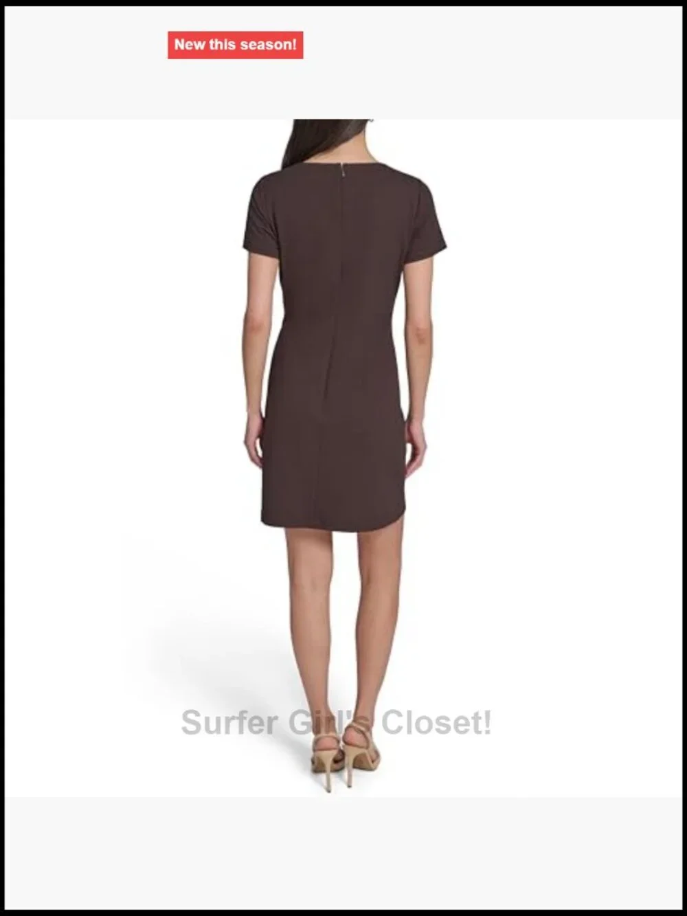 Women's Short Sleeve Crew Neck Shift Dress with Hip Pockets